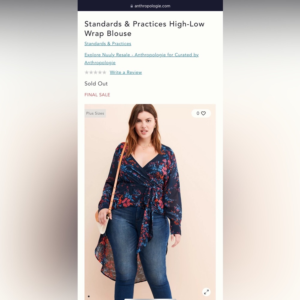 Anthropologie Standards & Practices High Low Wrap Blouse